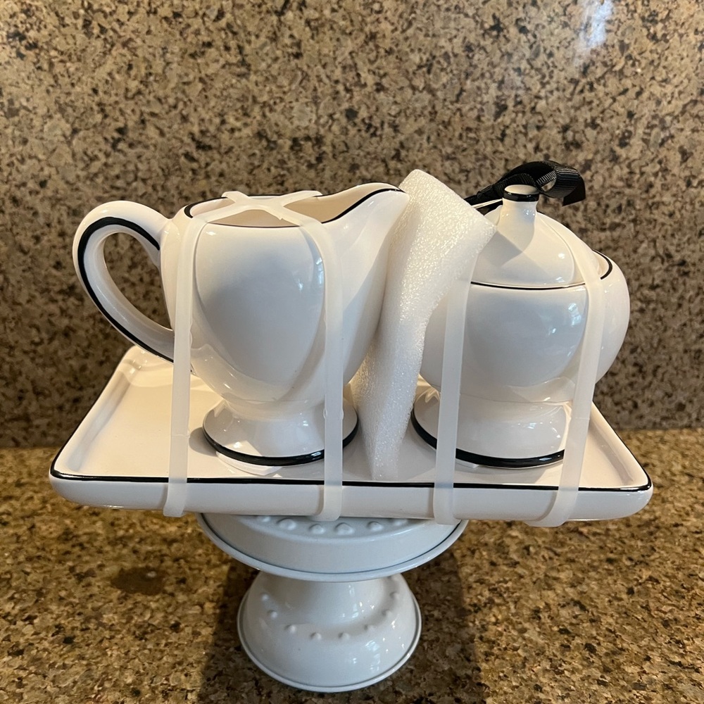 Rae Dunn Script Cream And Sugar Set - Picture 4 of 7